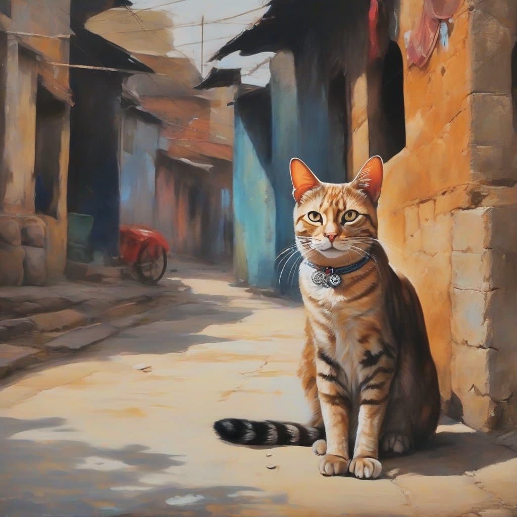 painting of a indian cat