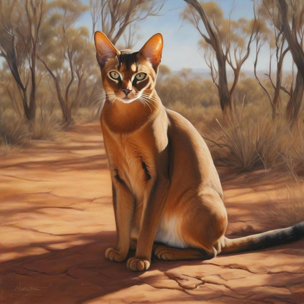 painting of a abyssinian cat