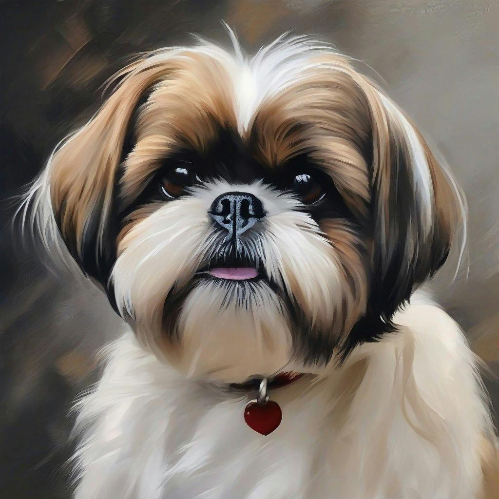 painting of a chinese shih tzu dog
