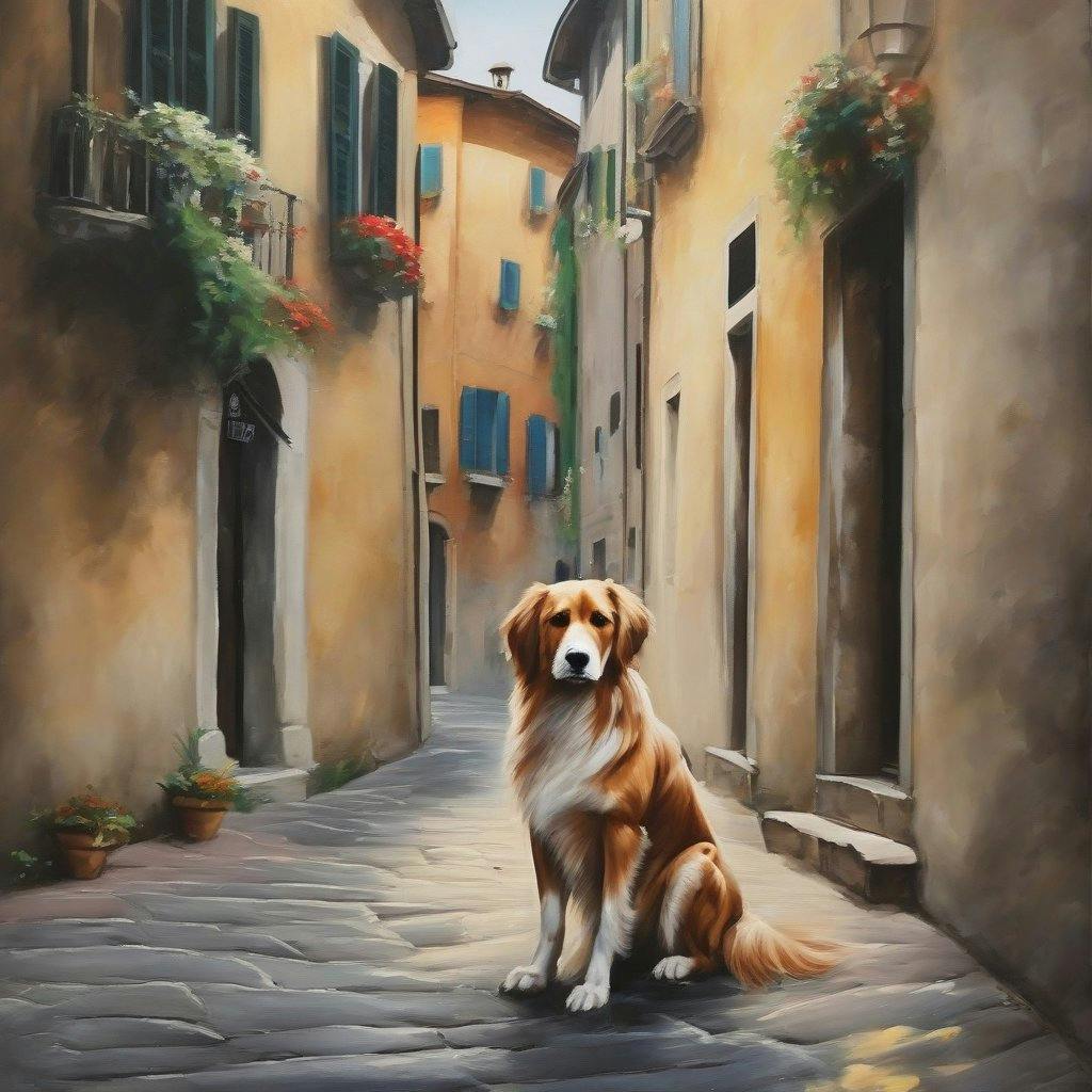 painting of an italian dog