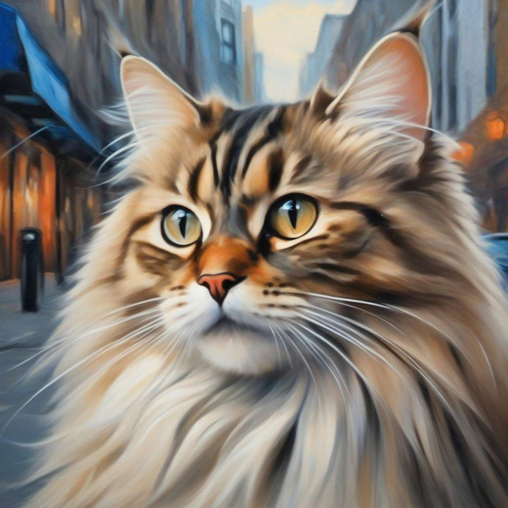painting of a russian siberian cat